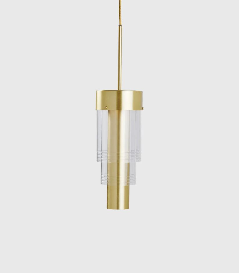 Clear glass and brass pendant light by Ebb & Flow sold at Lightingales