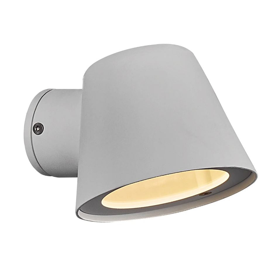 white outdoor wall-mounted light fixture on a white background