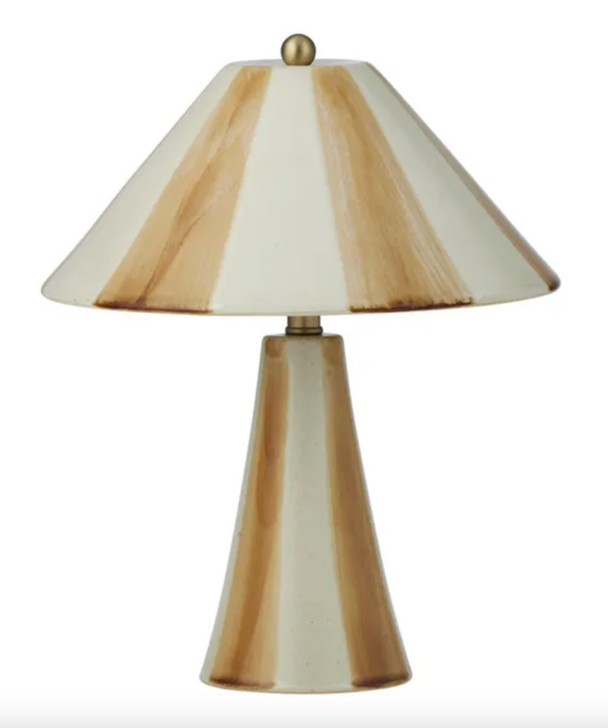 Table lamp with a striped design on a white background