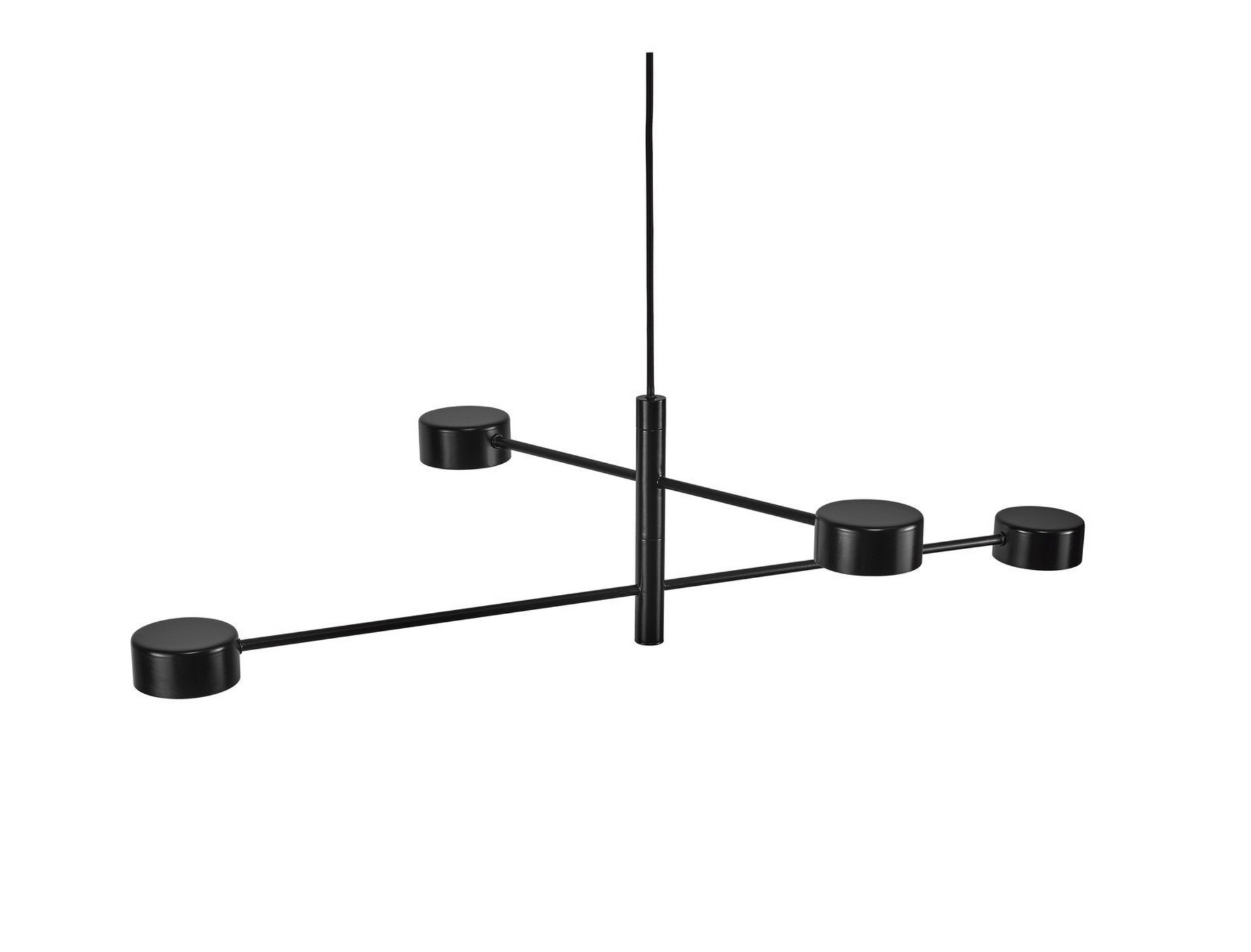 Modern black chandelier on a white background