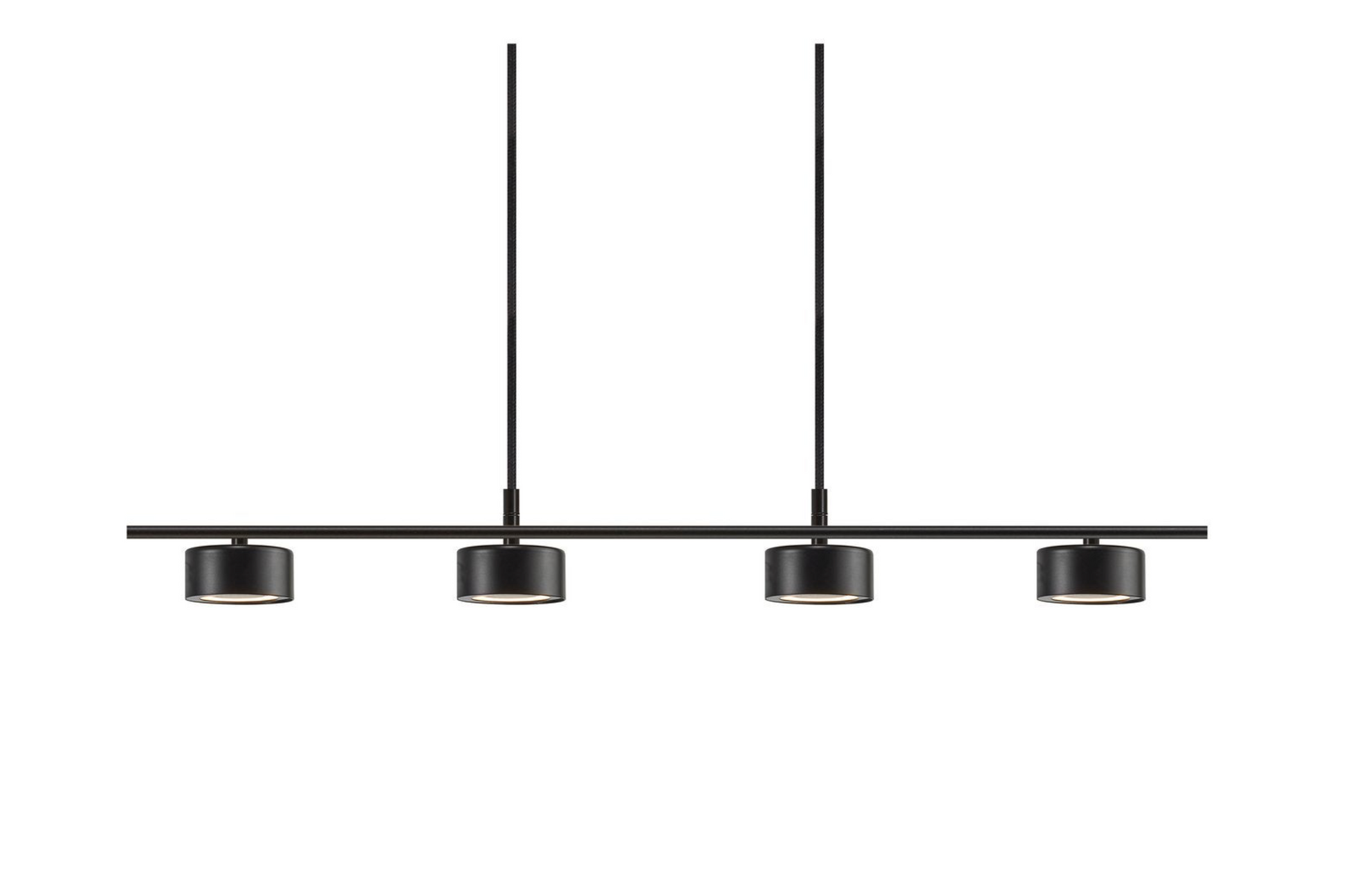 Modern black pendant light fixture on a white background