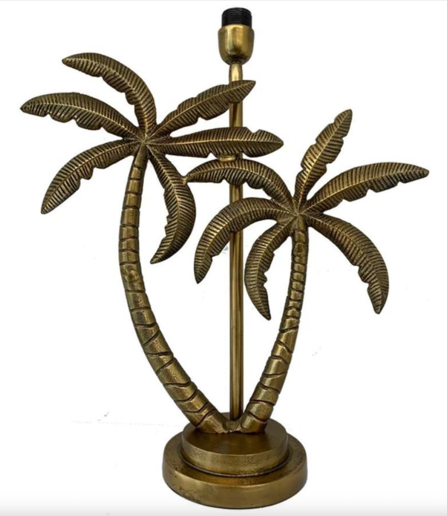 Decorative lamp with palm tree design on a white background