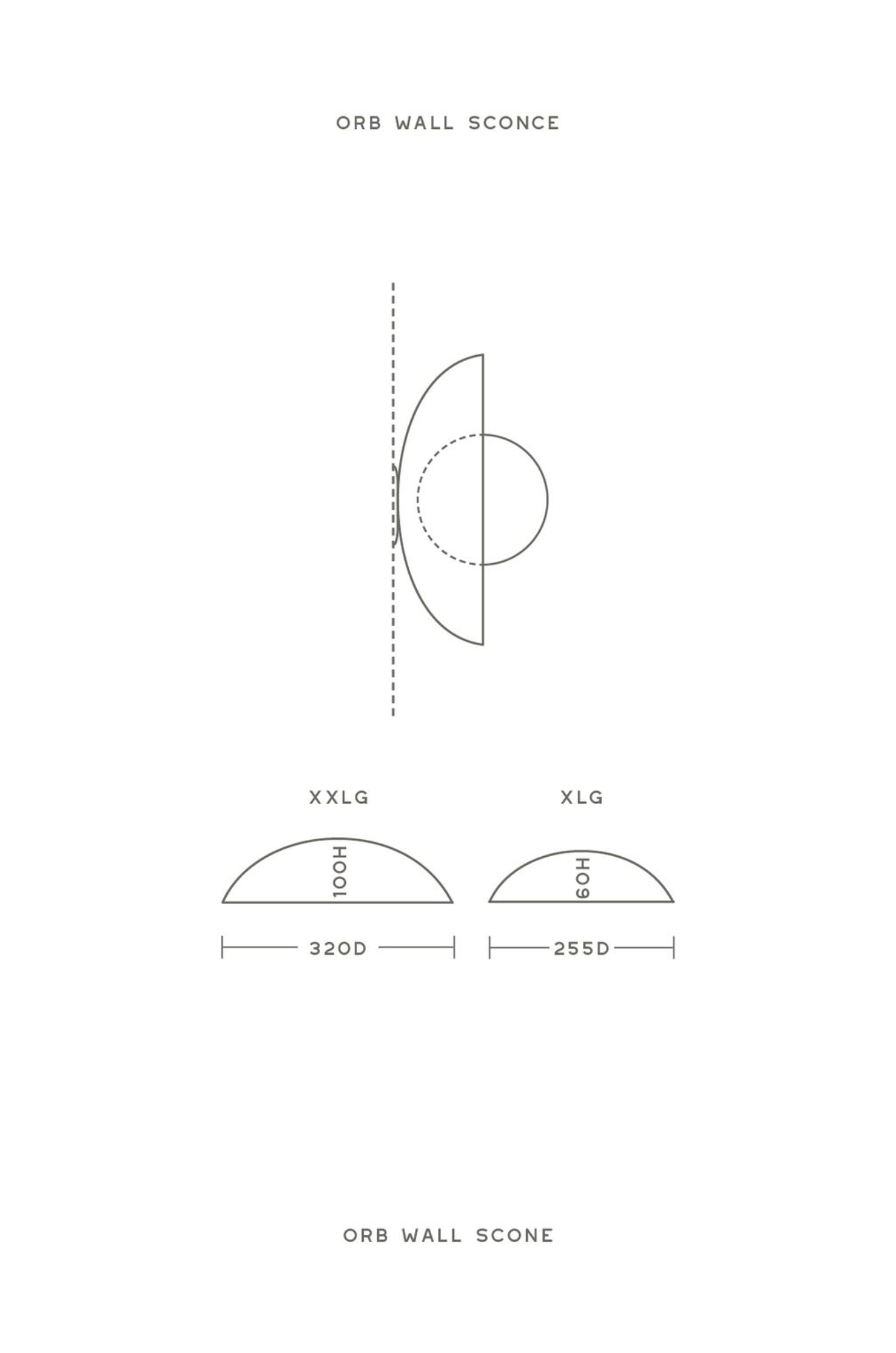 Measurement chart for Orb Wall Sconce with dimensions labeled.