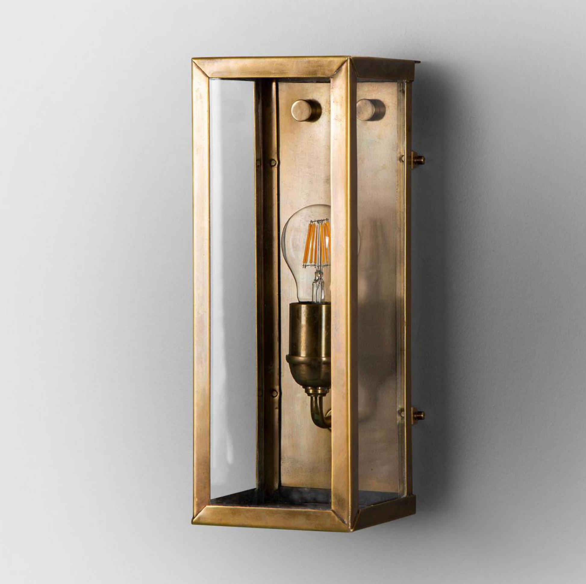 Goodman Outdoor Wall Light Antique Brass - Clear Glass Exterior Lamp