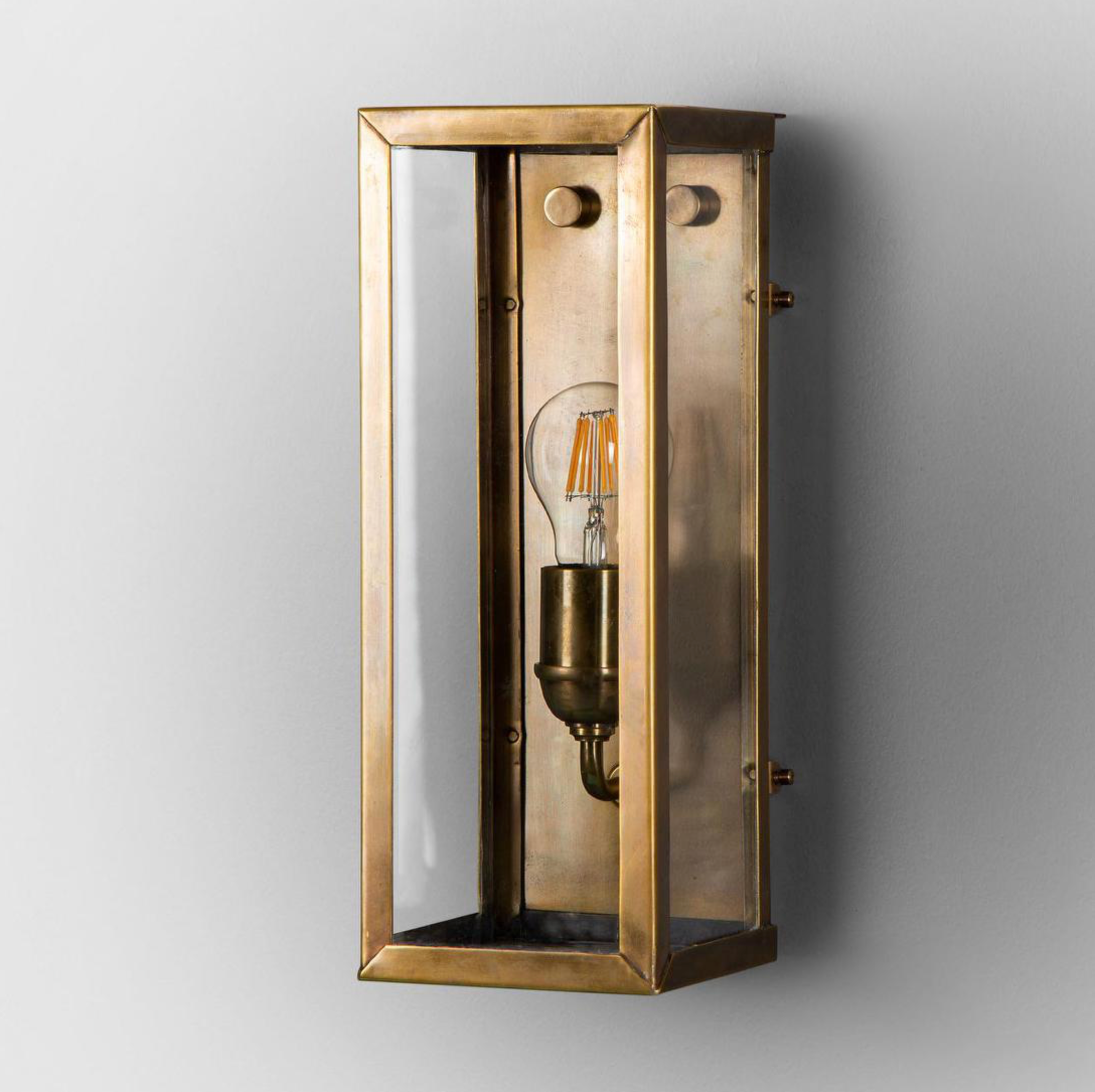 Goodman Outdoor Wall Light Antique Brass - Clear Glass Exterior Lamp