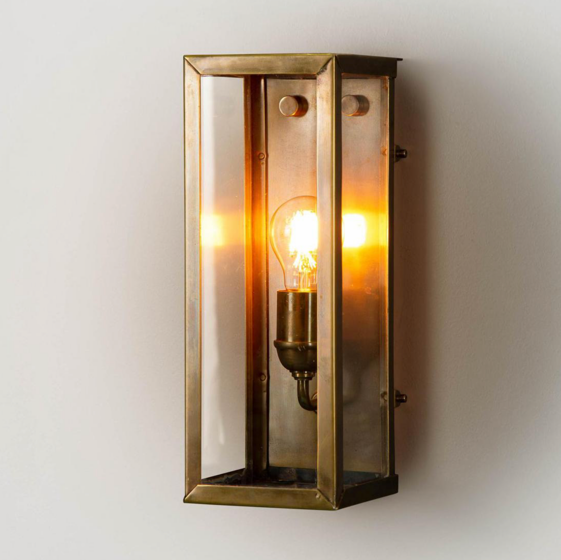 Goodman Outdoor Wall Light Antique Brass - Clear Glass Exterior Lamp