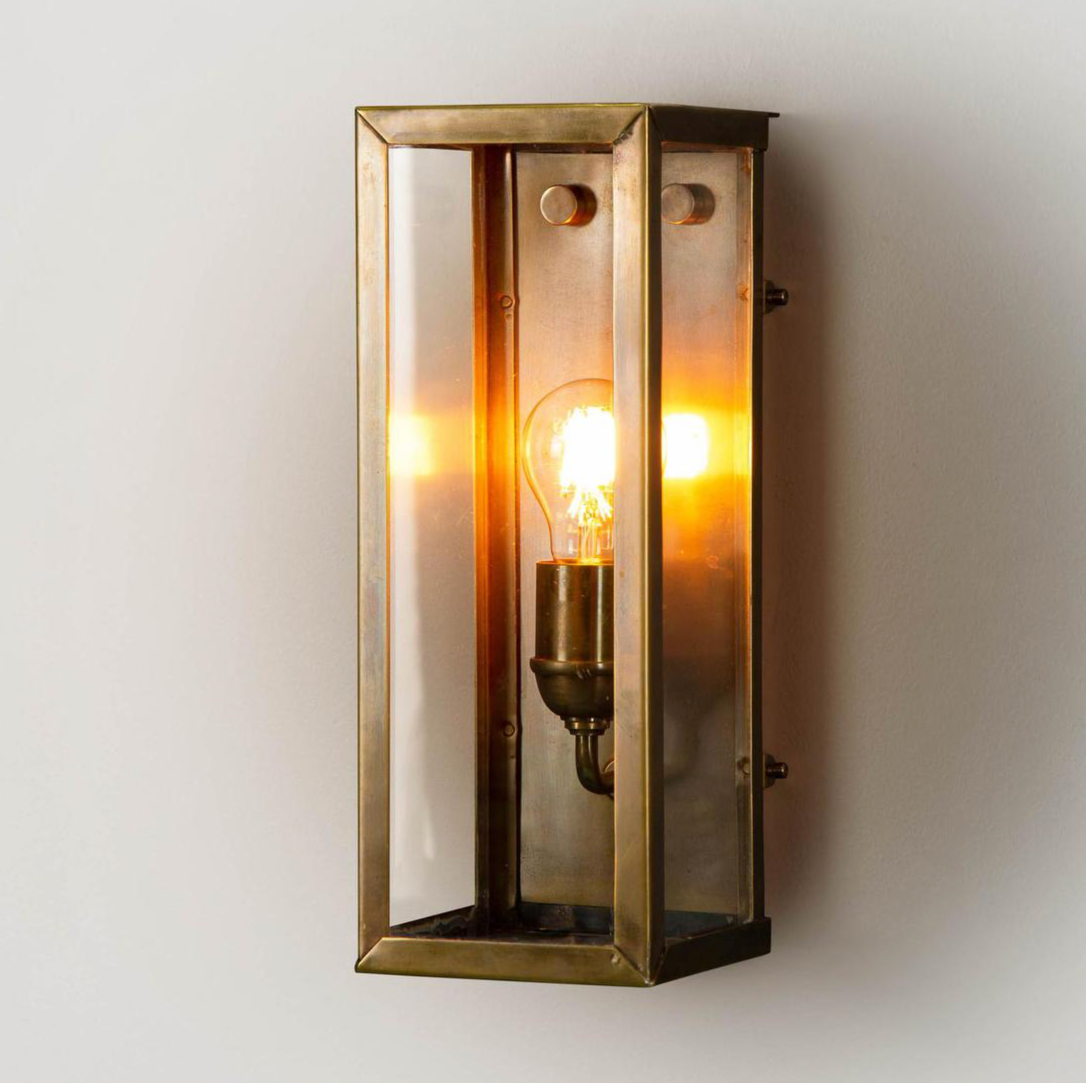 Goodman Outdoor Wall Light Antique Brass - Clear Glass Exterior Lamp