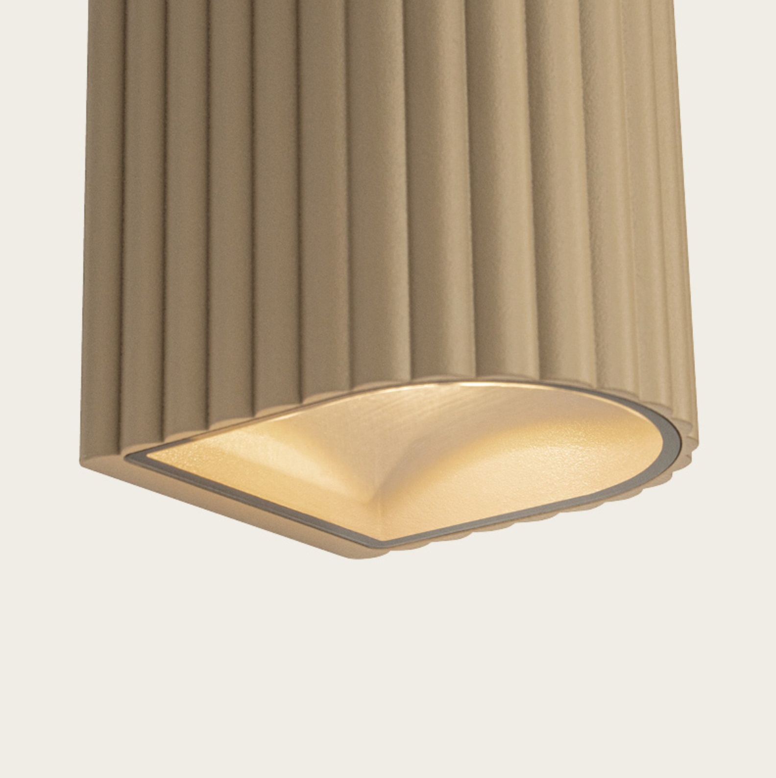 Ceiling light fixture with a geometric design on a plain background