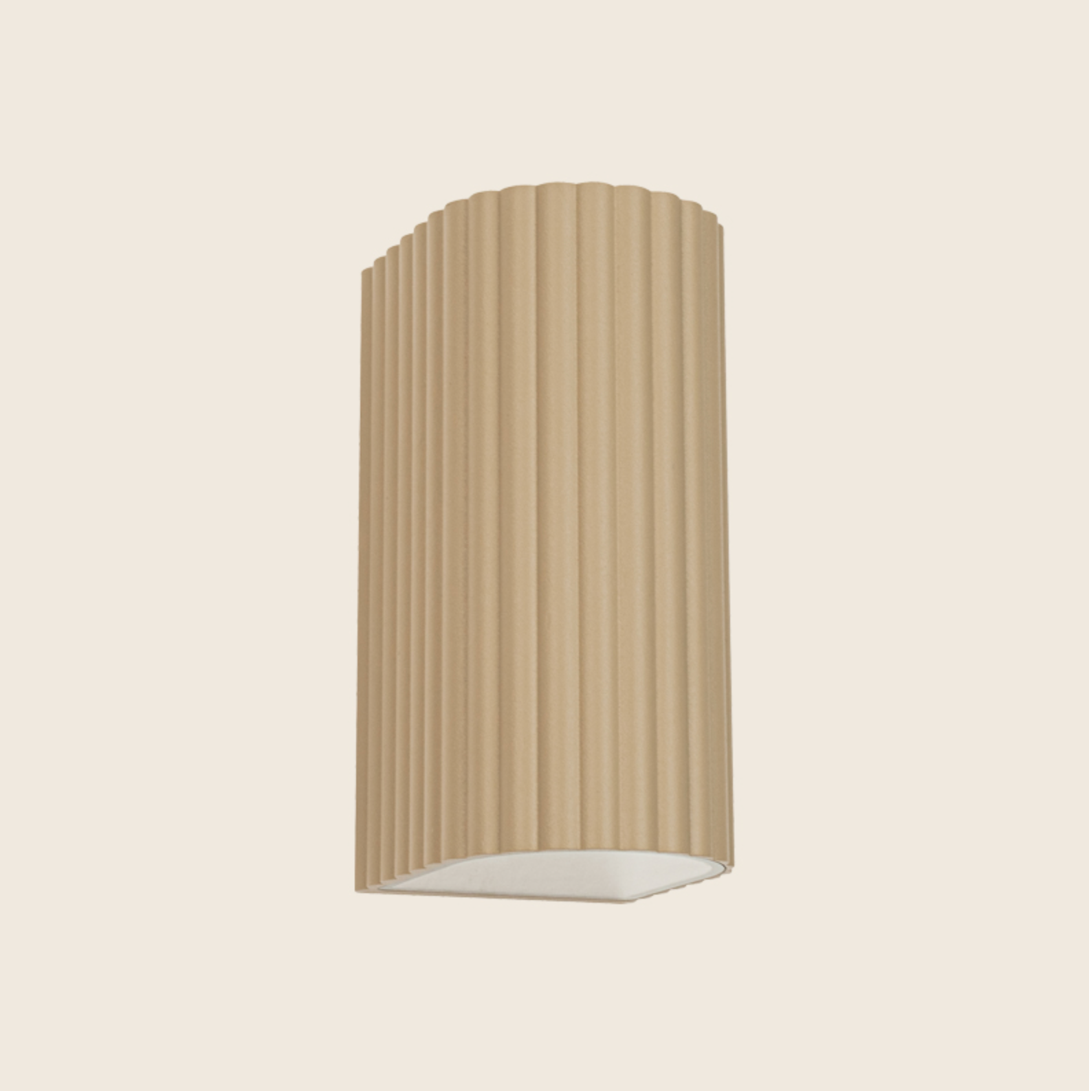 Beige wall-mounted light fixture on a beige background