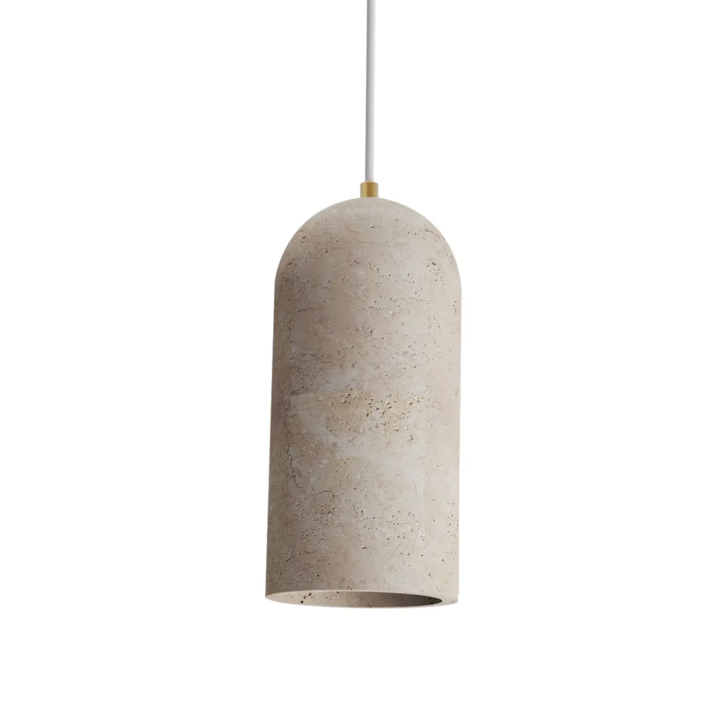 Travertine pendant light on a white background