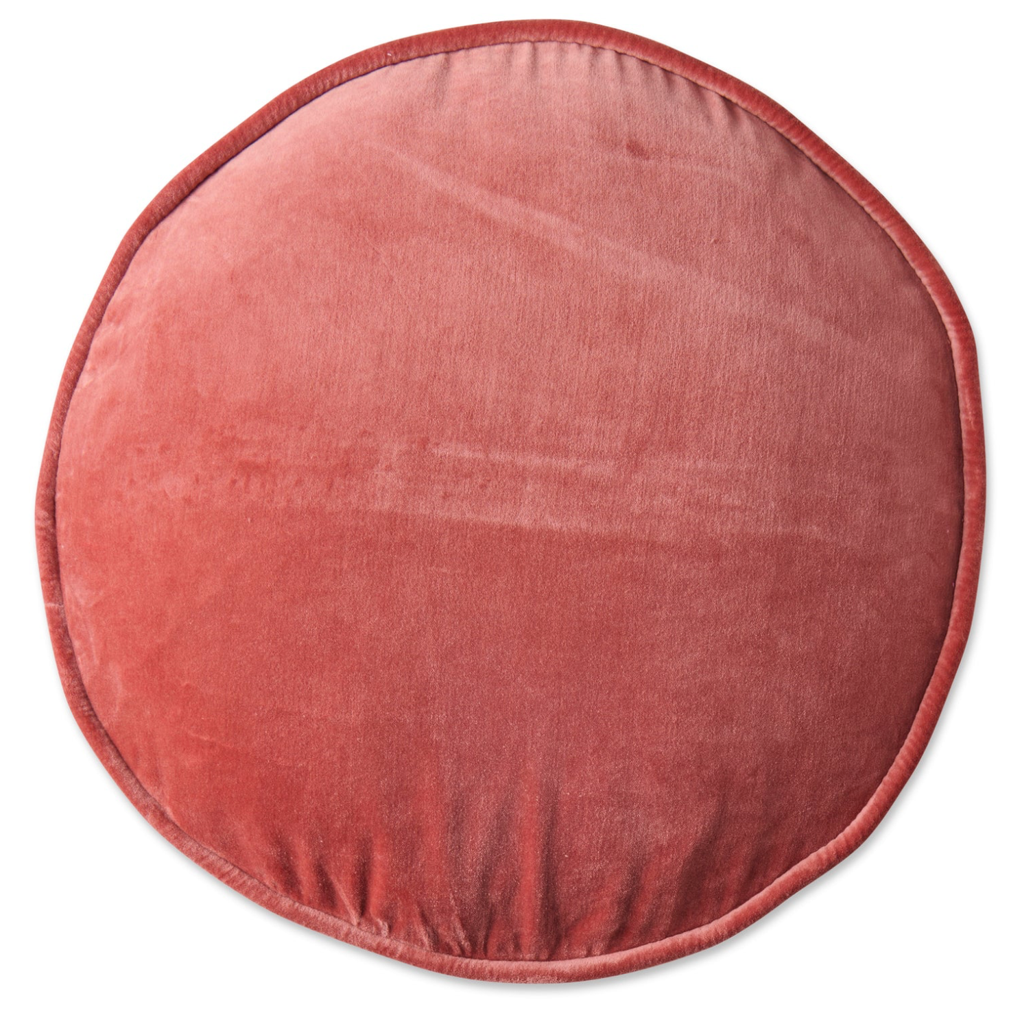 Round pink cushion on a white background
