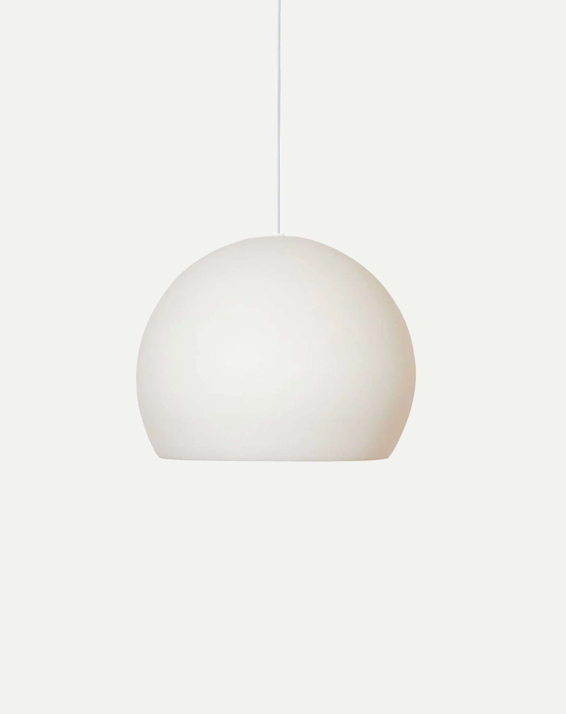 White clay pendant light on a white background