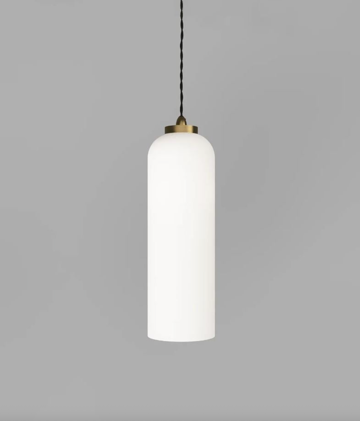 White pendant light with a gray background