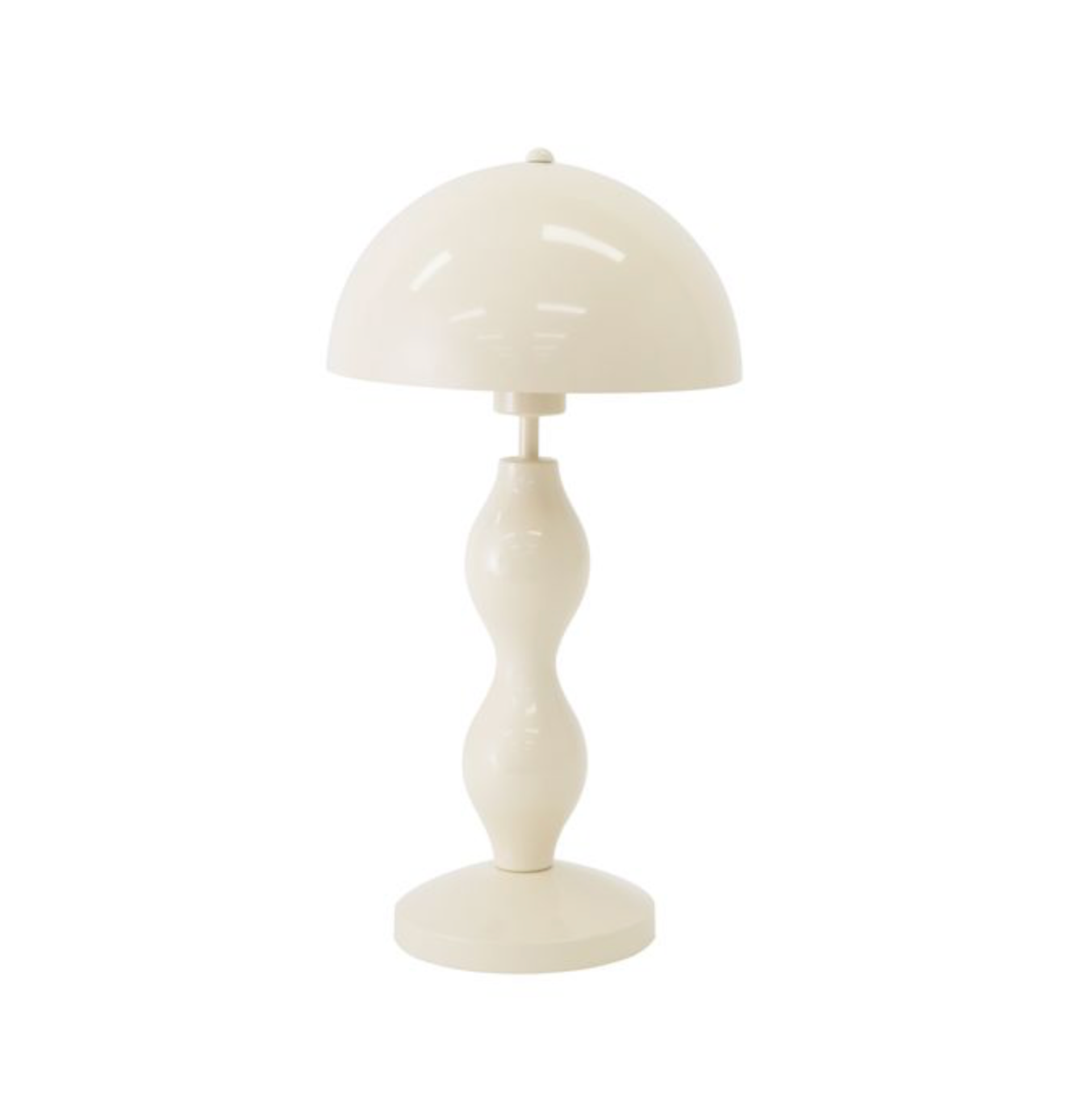 White table lamp with a mushroom-shaped shade on a white background