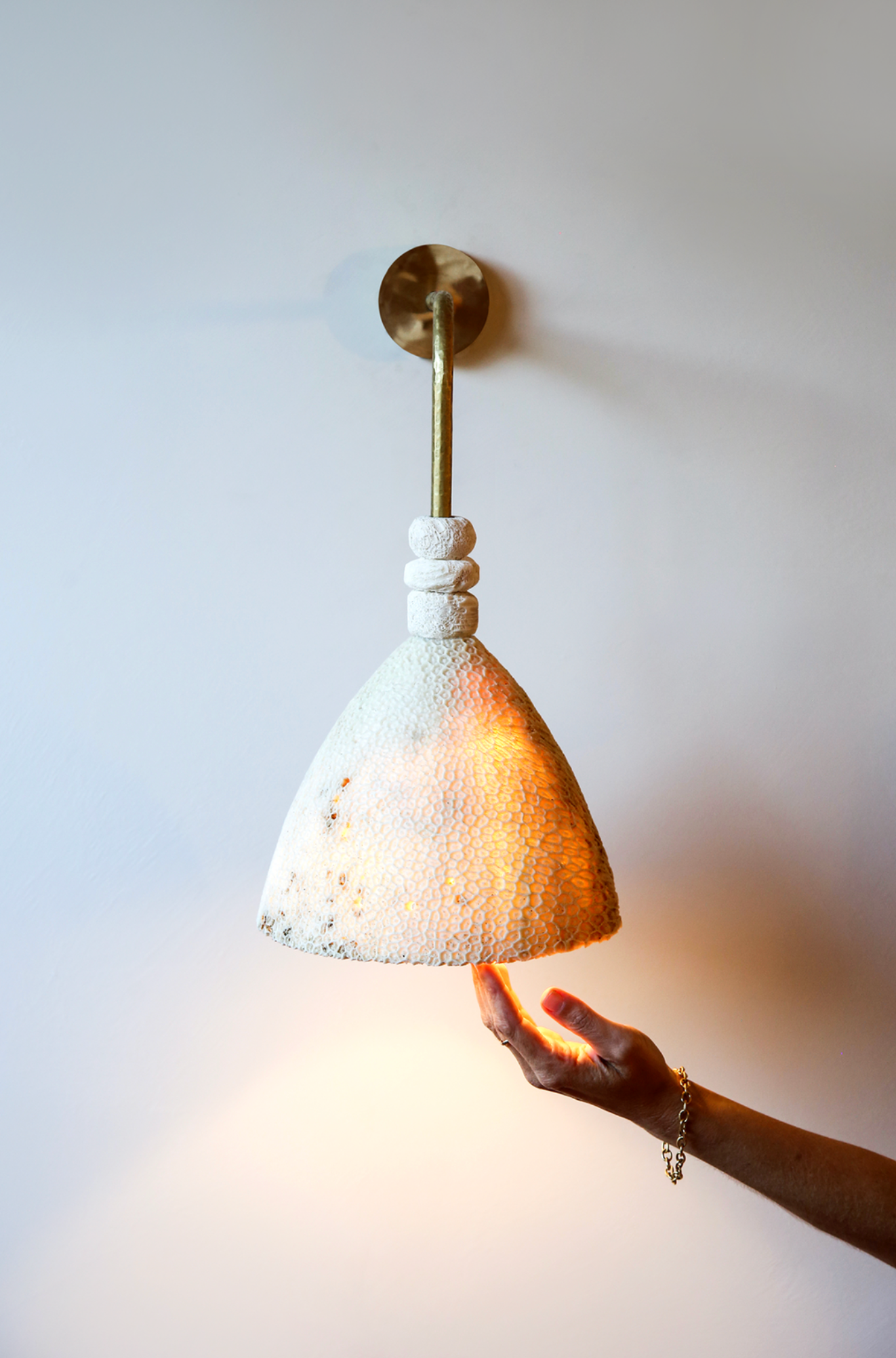 Fossil Coral Arc Cone | Wall Light