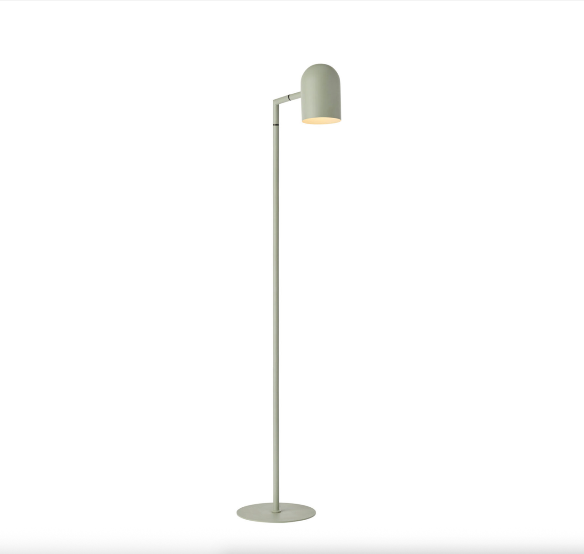 Modern floor lamp with a cylindrical shade on a white background