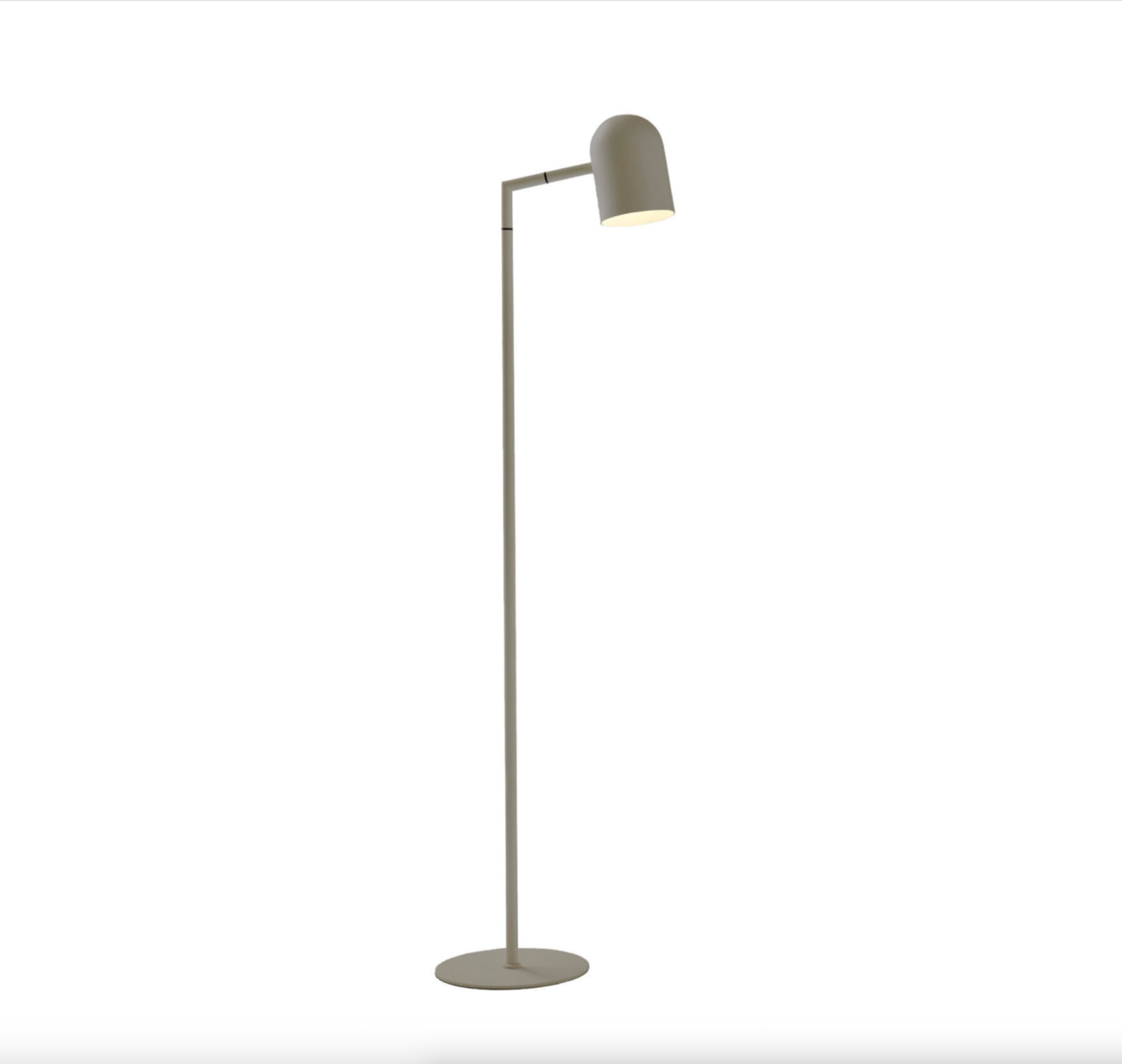 Modern floor lamp with adjustable head on a white background