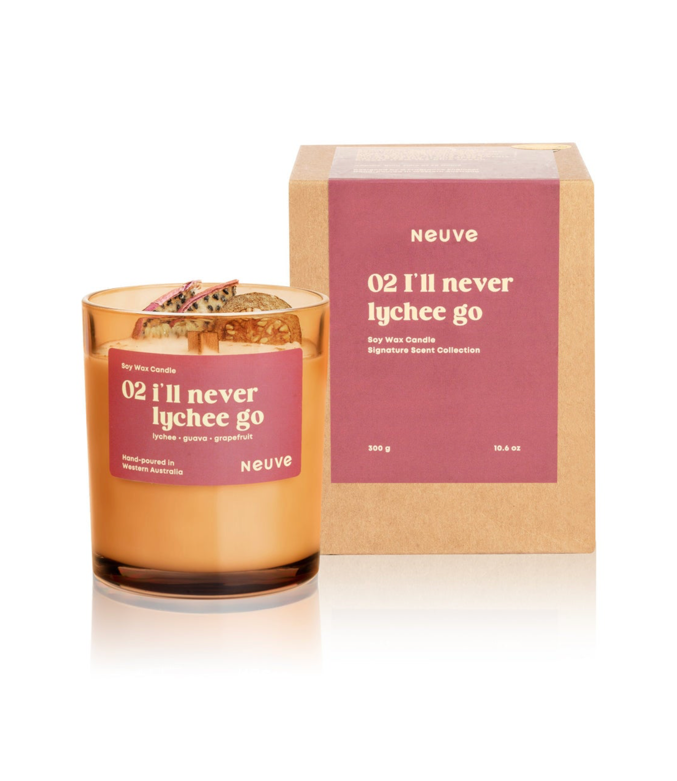 Neuve candle with packaging on a white background