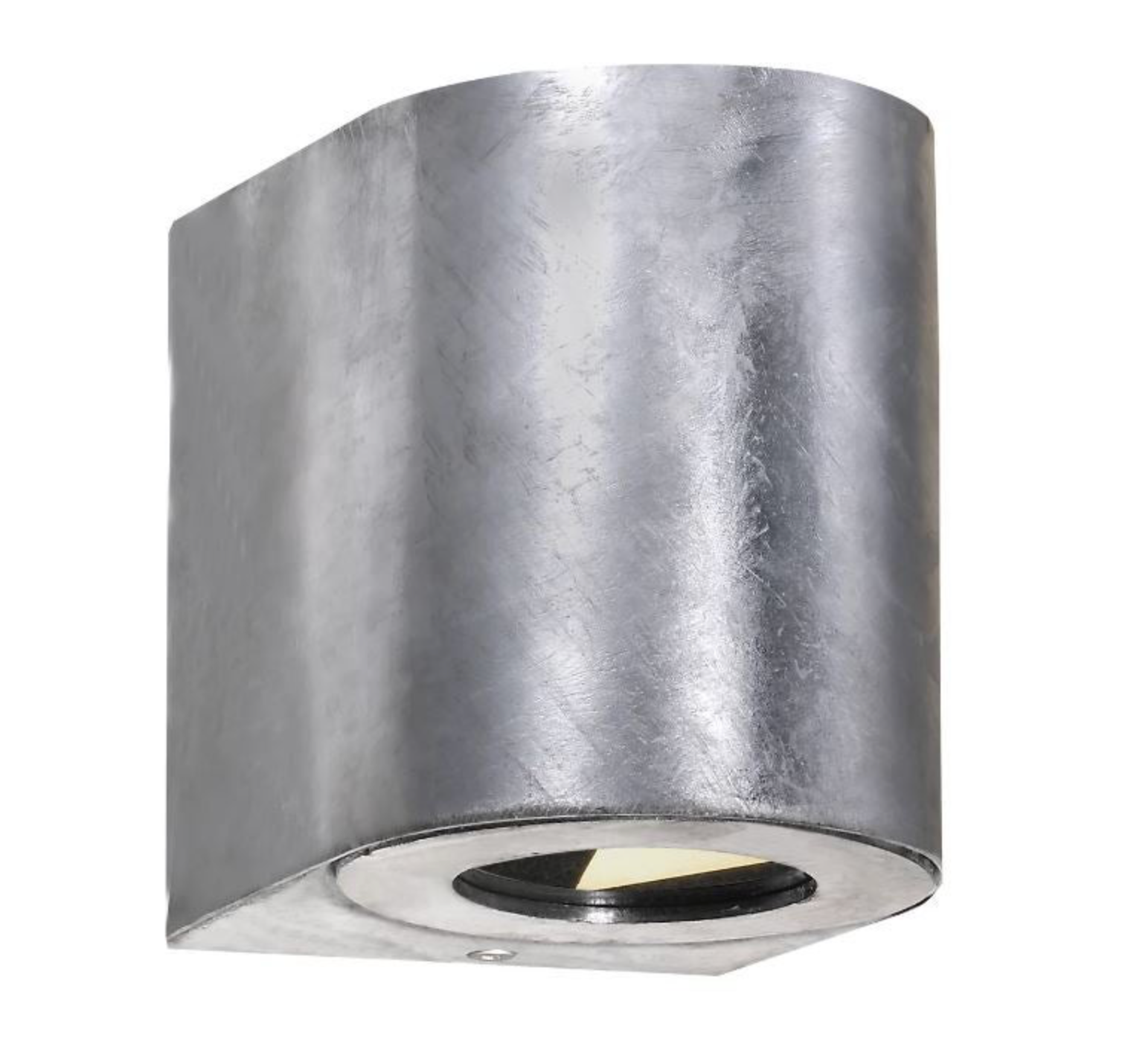 Metallic wall light fixture on a white background