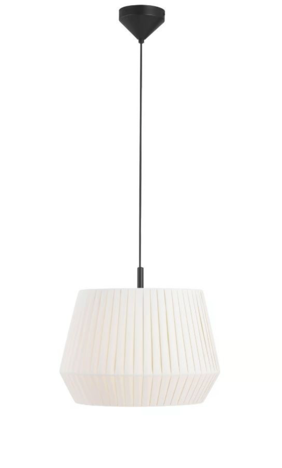 White pleated pendant light on a white background