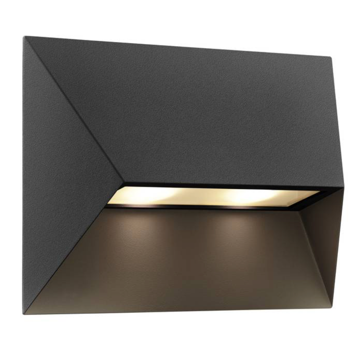 Modern black outdoor wall-mounted light fixture on a white background