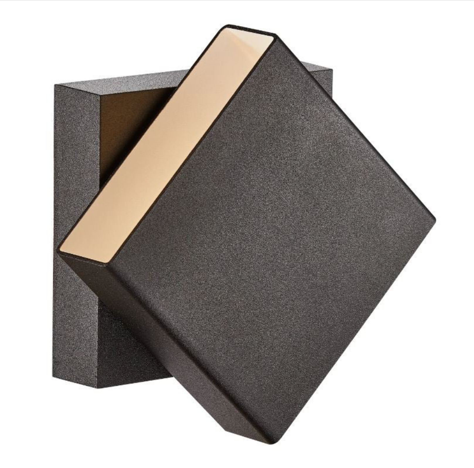 Black textured box with a beige interior on a white background