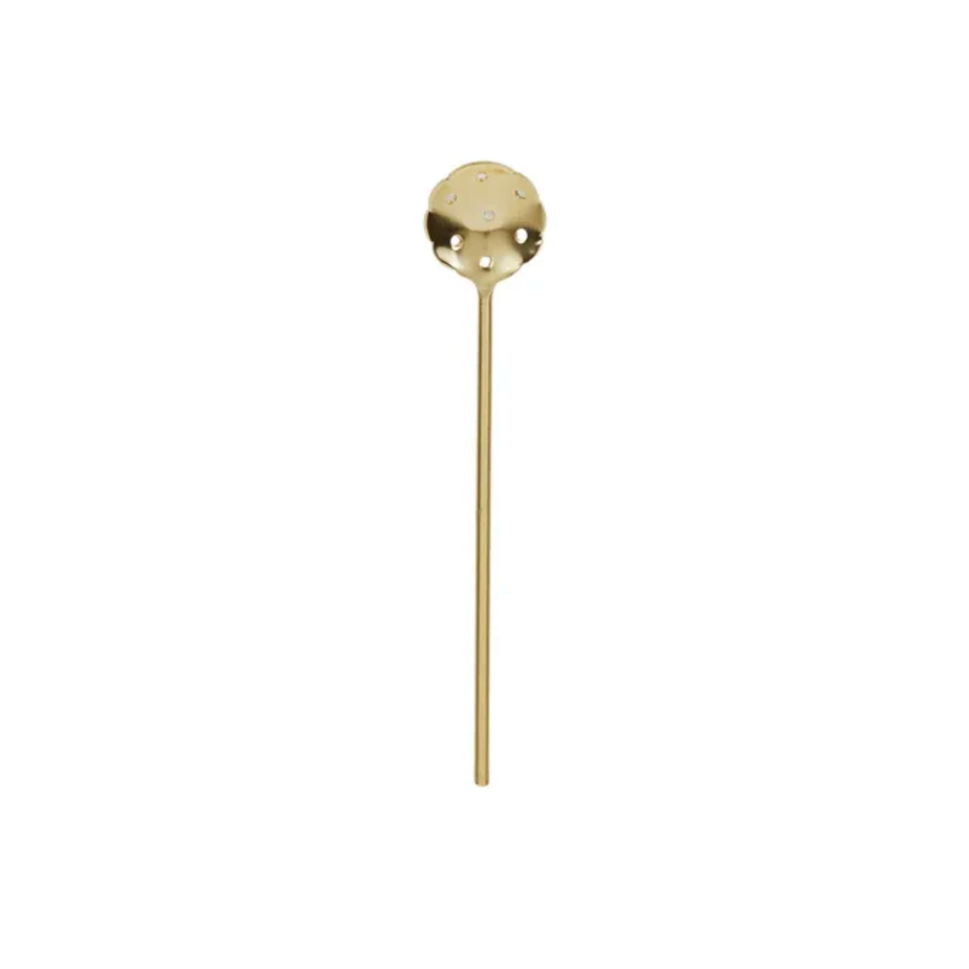 Gold olive spoon on a white background