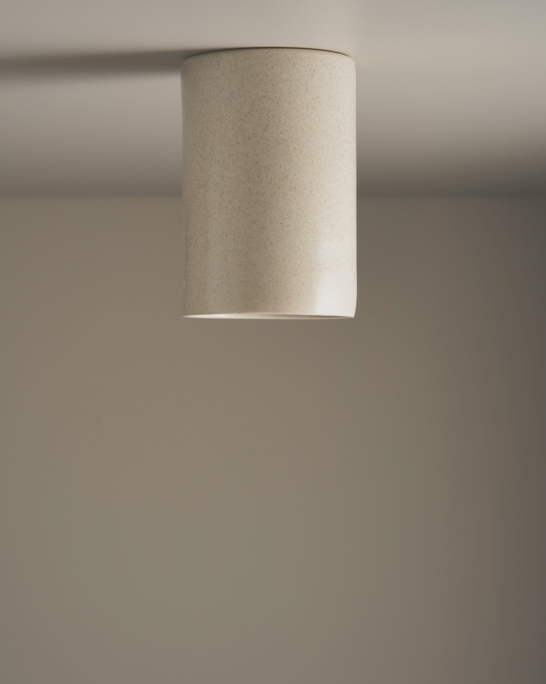 Ceiling light fixture on a plain wall
