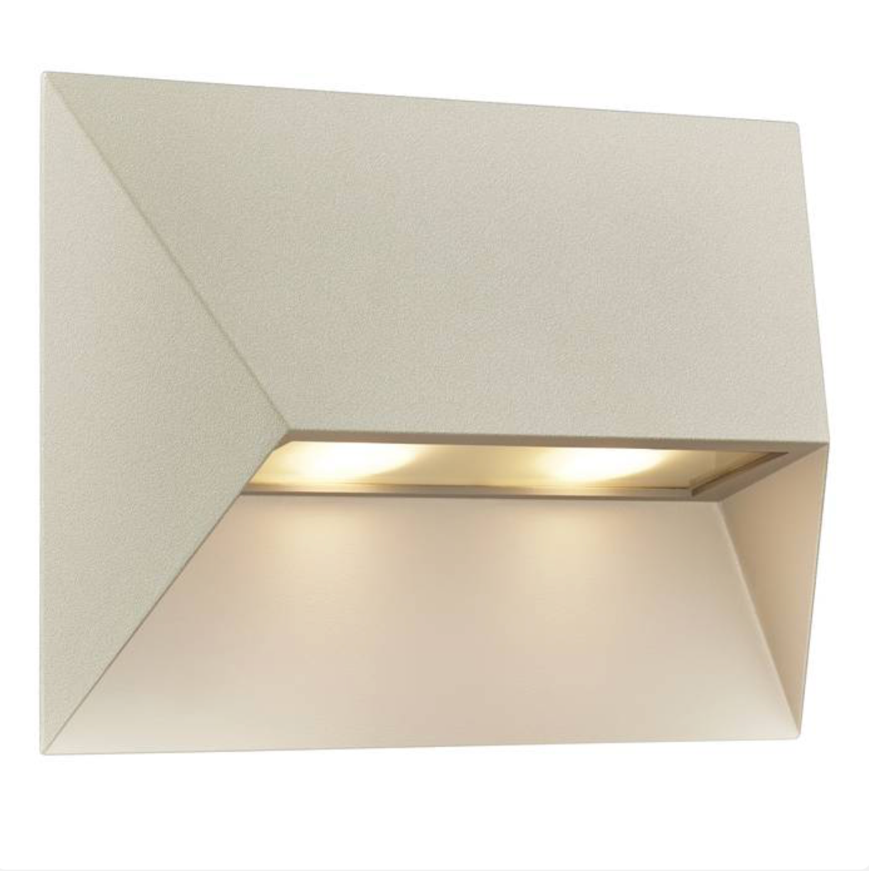 Beige sanded flour outdoor wall light fixture on a white background
