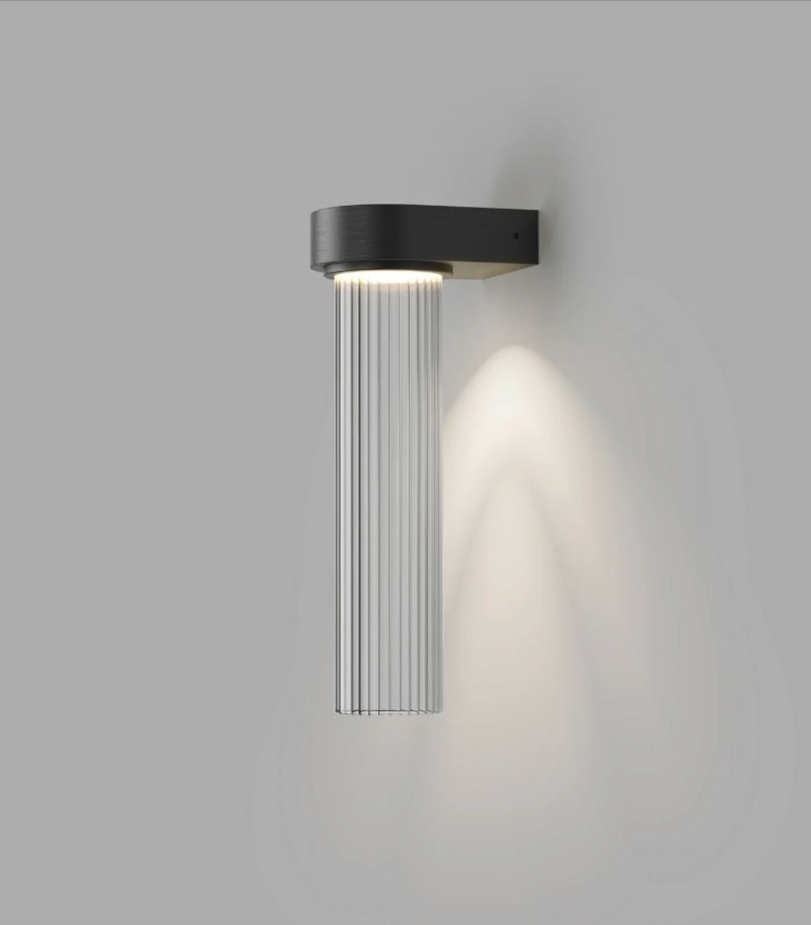 Modern indoor wall light fixture on a grey background