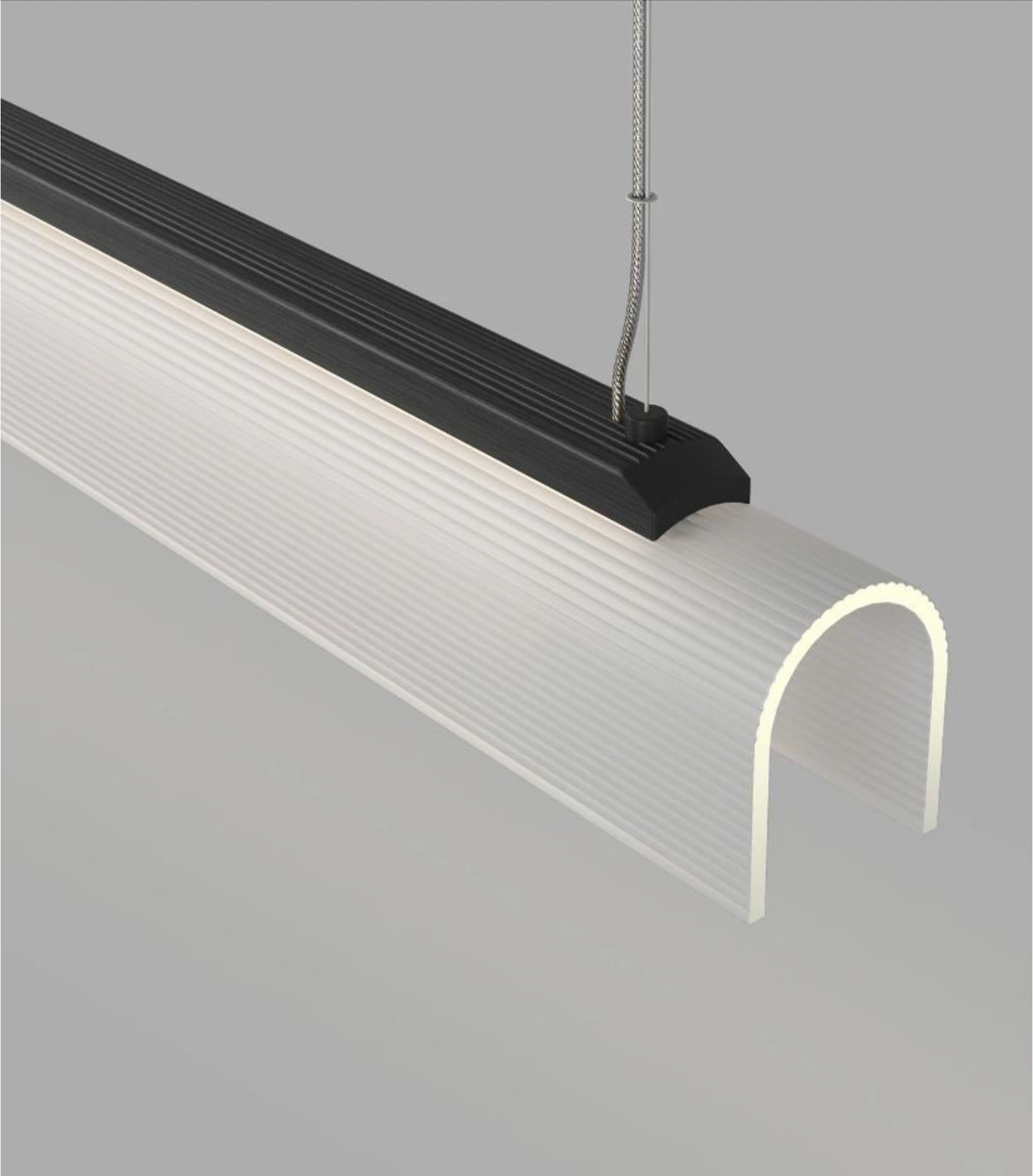 Modern pendant light fixture on a grey background