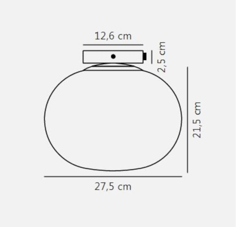 Measurement diagram of a circular object with dimensions labeled.