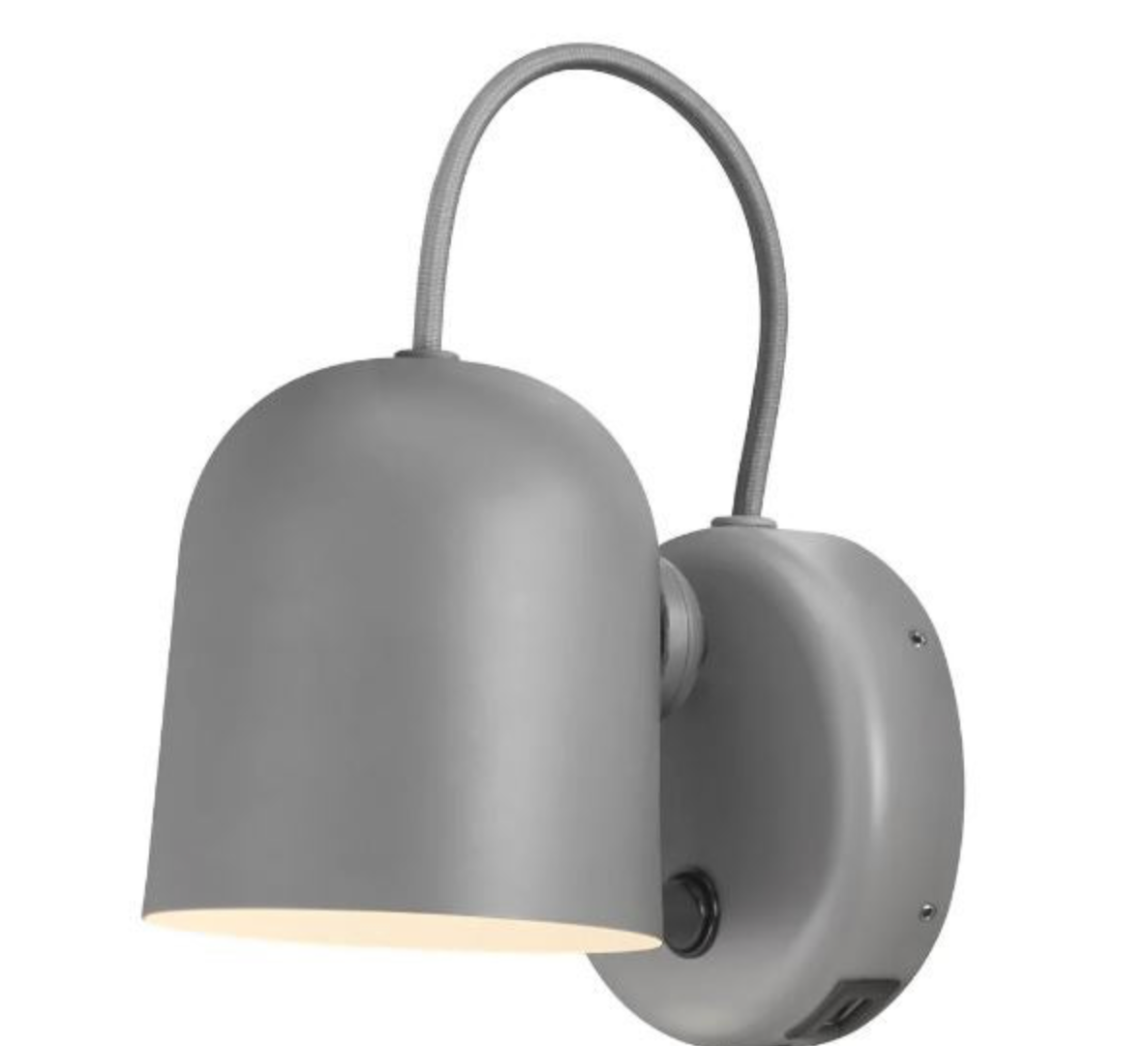 Grey wall-mounted light fixture on a white background