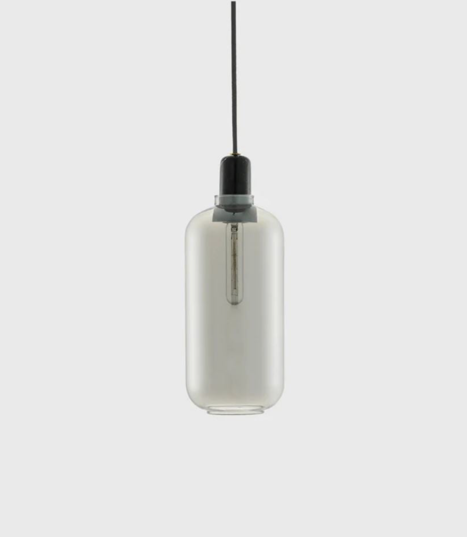 Clear glass pendant light on a white background