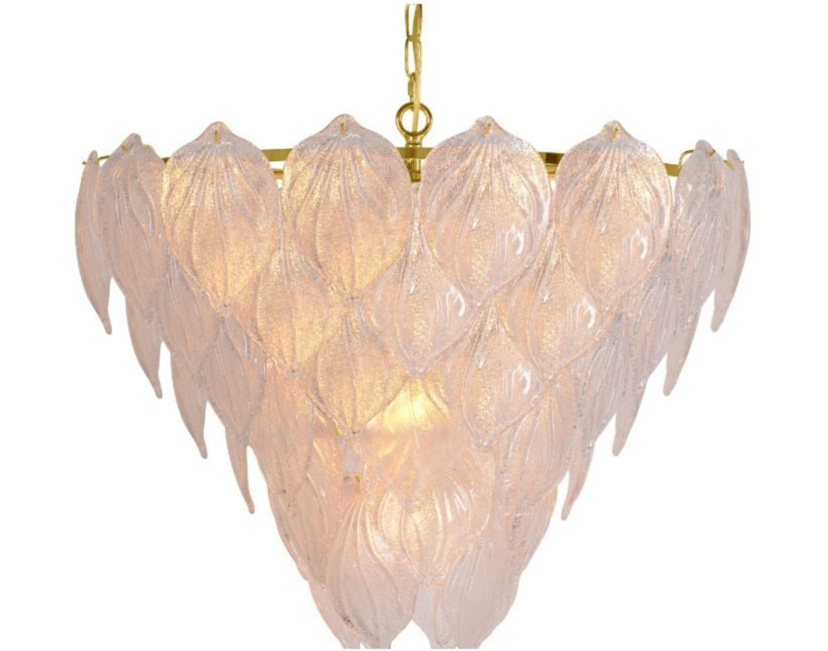 Chandelier with leaf-like design on a white background