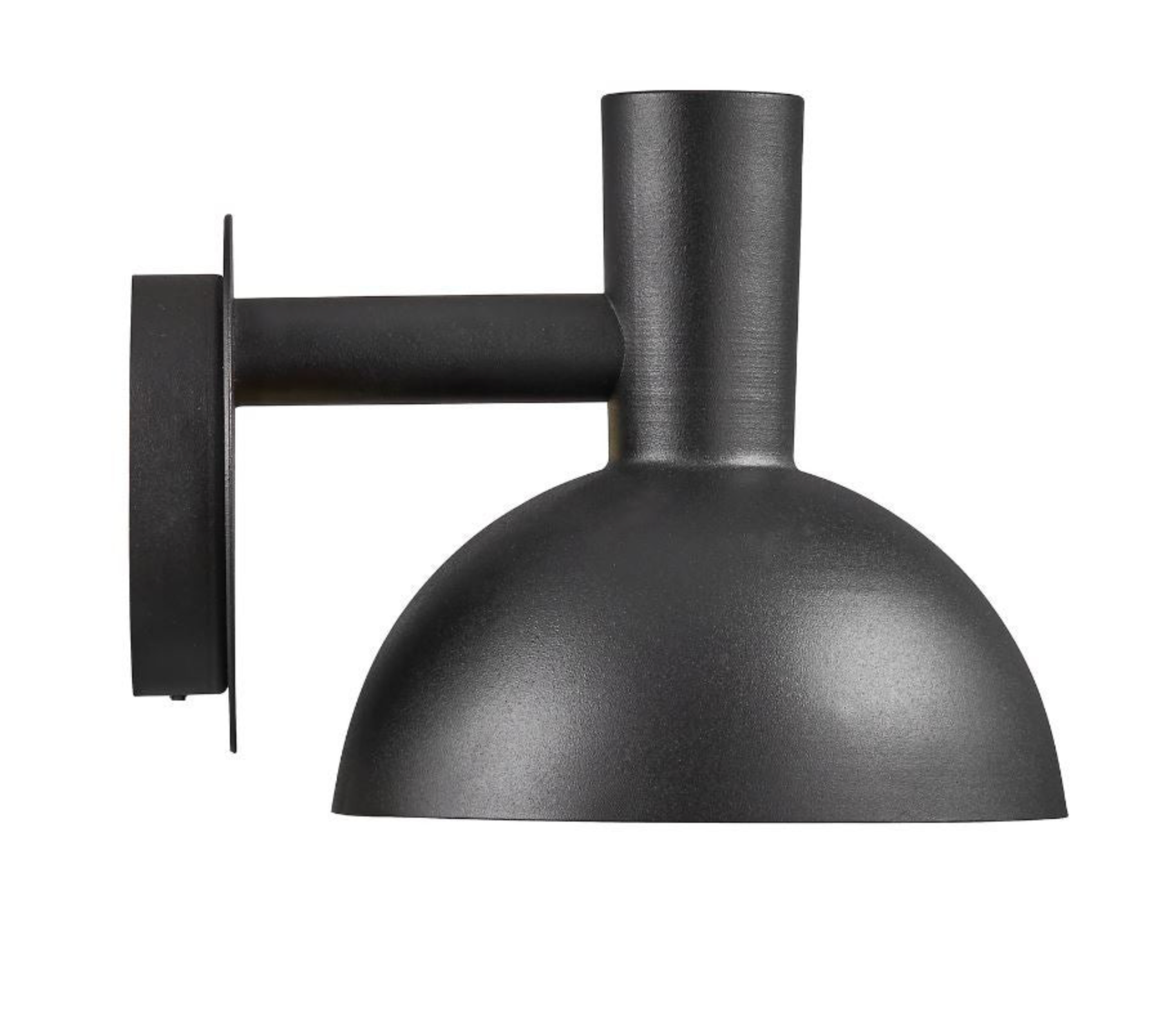 Black outdoor wall-mounted lamp on a white background