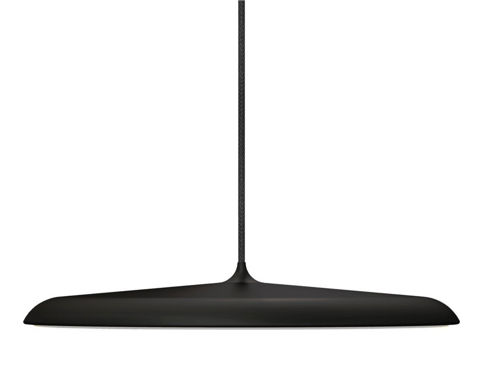 Black pendant light on a white background