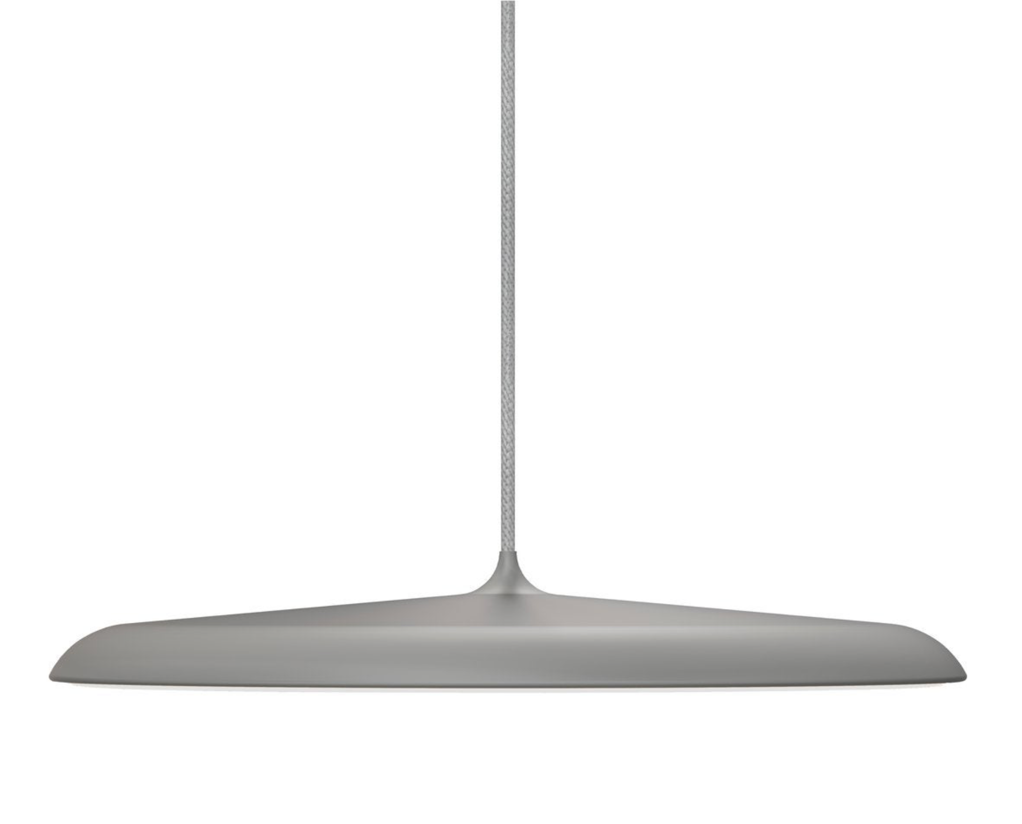Grey pendant light on a white background