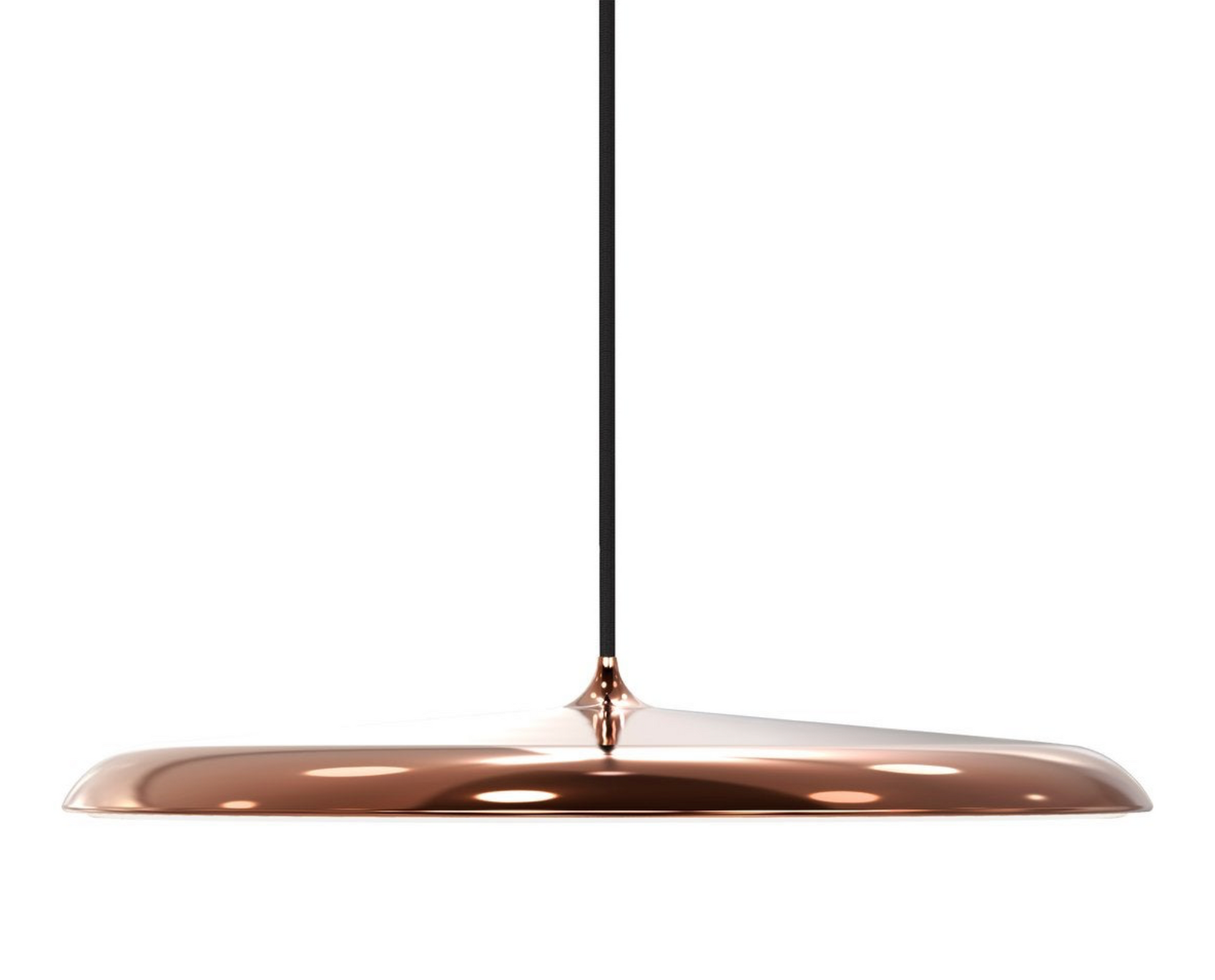Copper pendant light on a white background