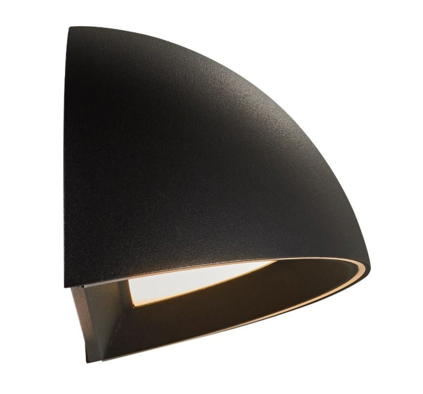 Black outdoor smart wall-mounted light fixture on a white background