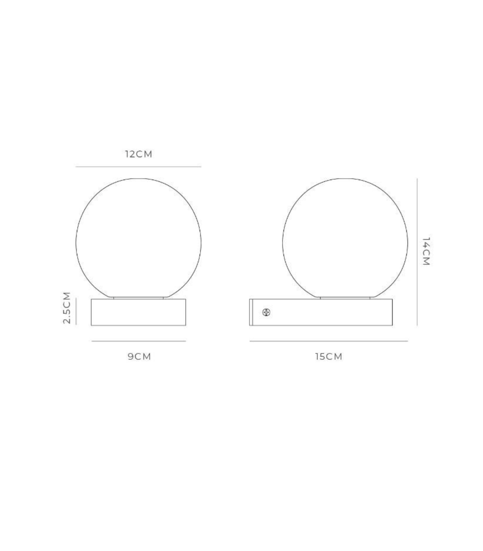 Measurement chart showing dimensions of two outdoor wall lights with labels and measurements.
