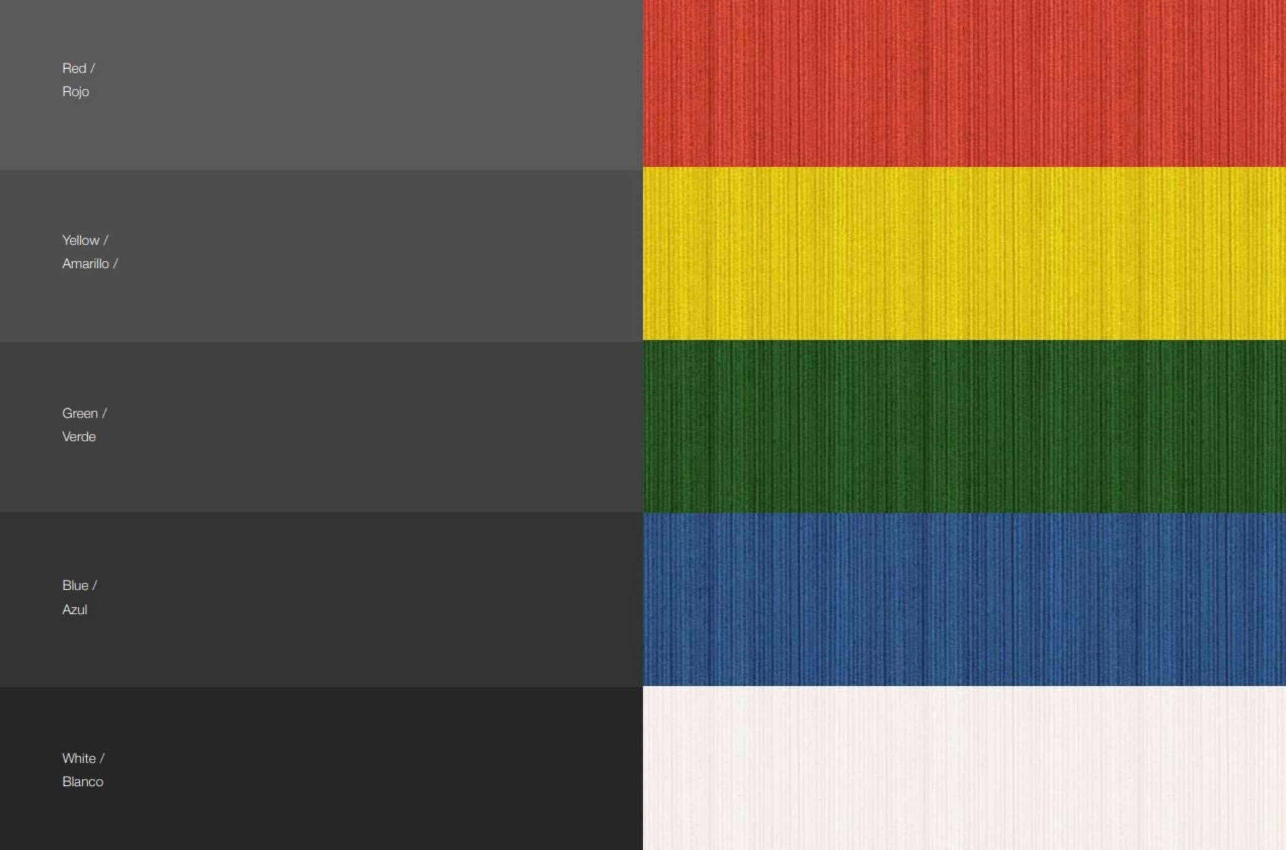 Wood pendant light colour swatches including red, yellow, green, blue, and black on a grey background