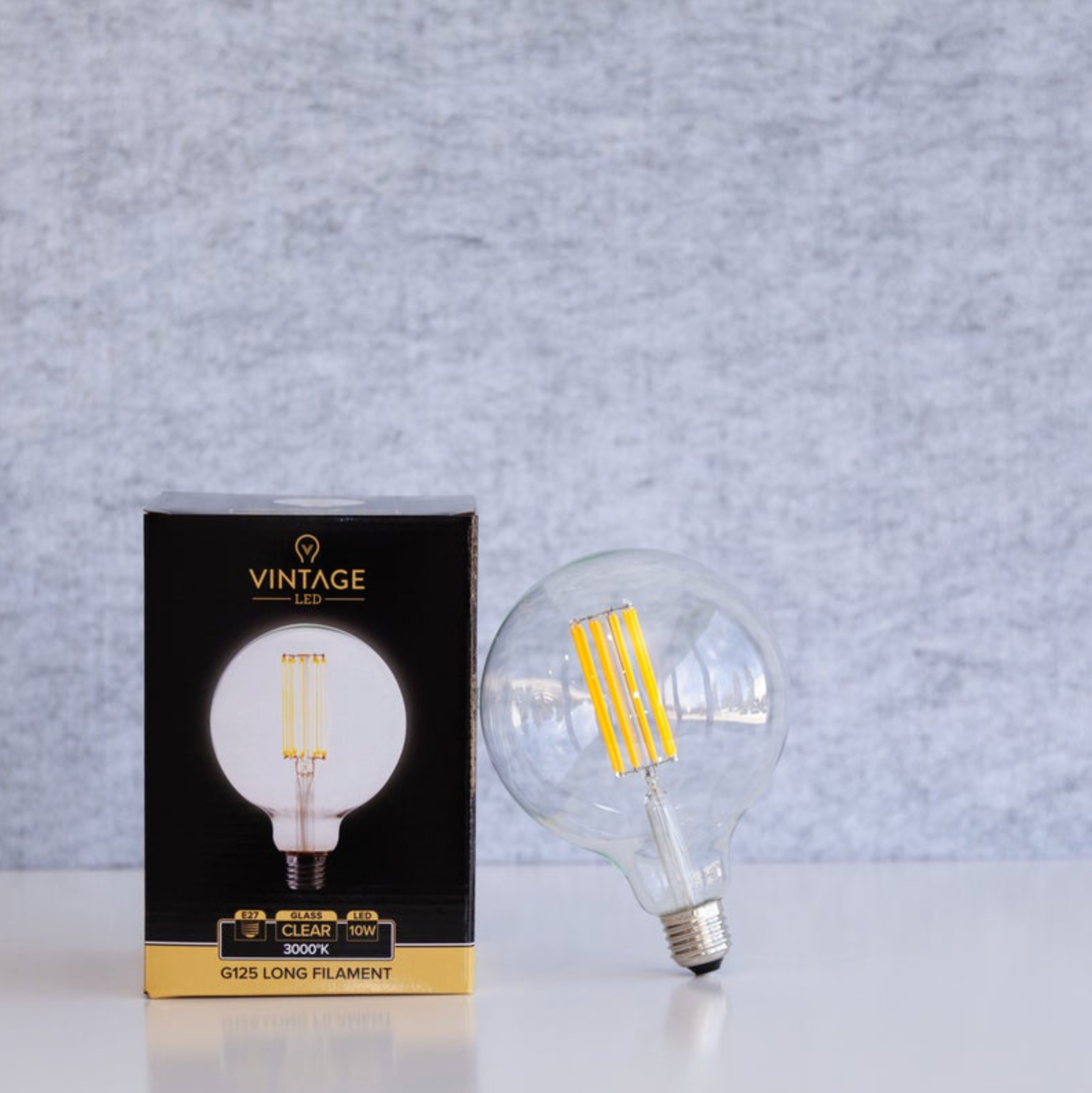 Vintage LED | Long Filament Clear Round | Light Globe | G125 10w E27 3000k