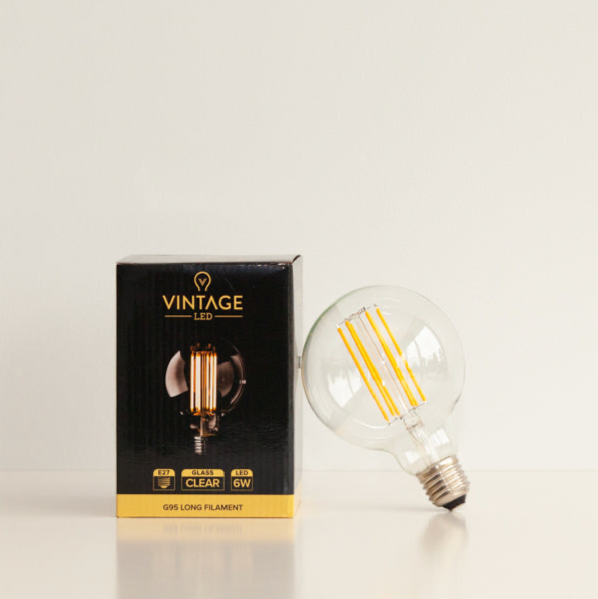 Vintage LED | Long Filament Clear Round | Light Globe | G95 6w E27 2200k