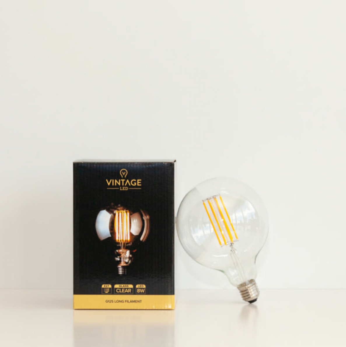 Vintage LED | Long Filament Clear Round | Light Globe | G125 8w E27 2200k