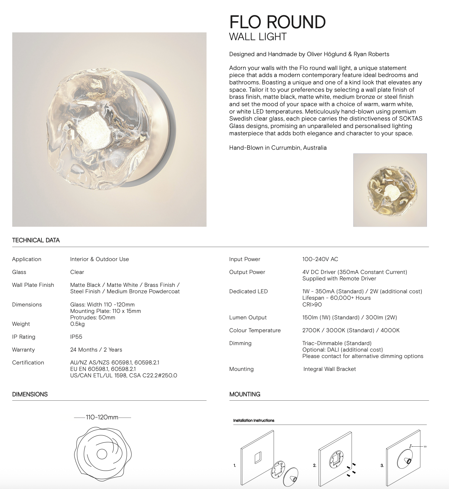 Flo Round | Wall Light