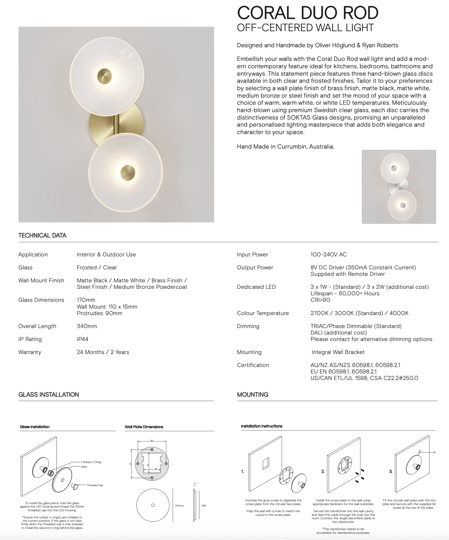 Coral Duo Rod (Off-Centered) | Wall Light