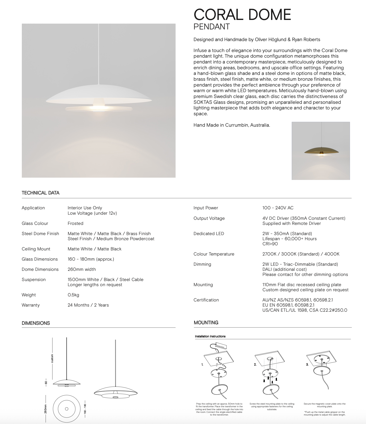 Coral Dome | Pendant Light