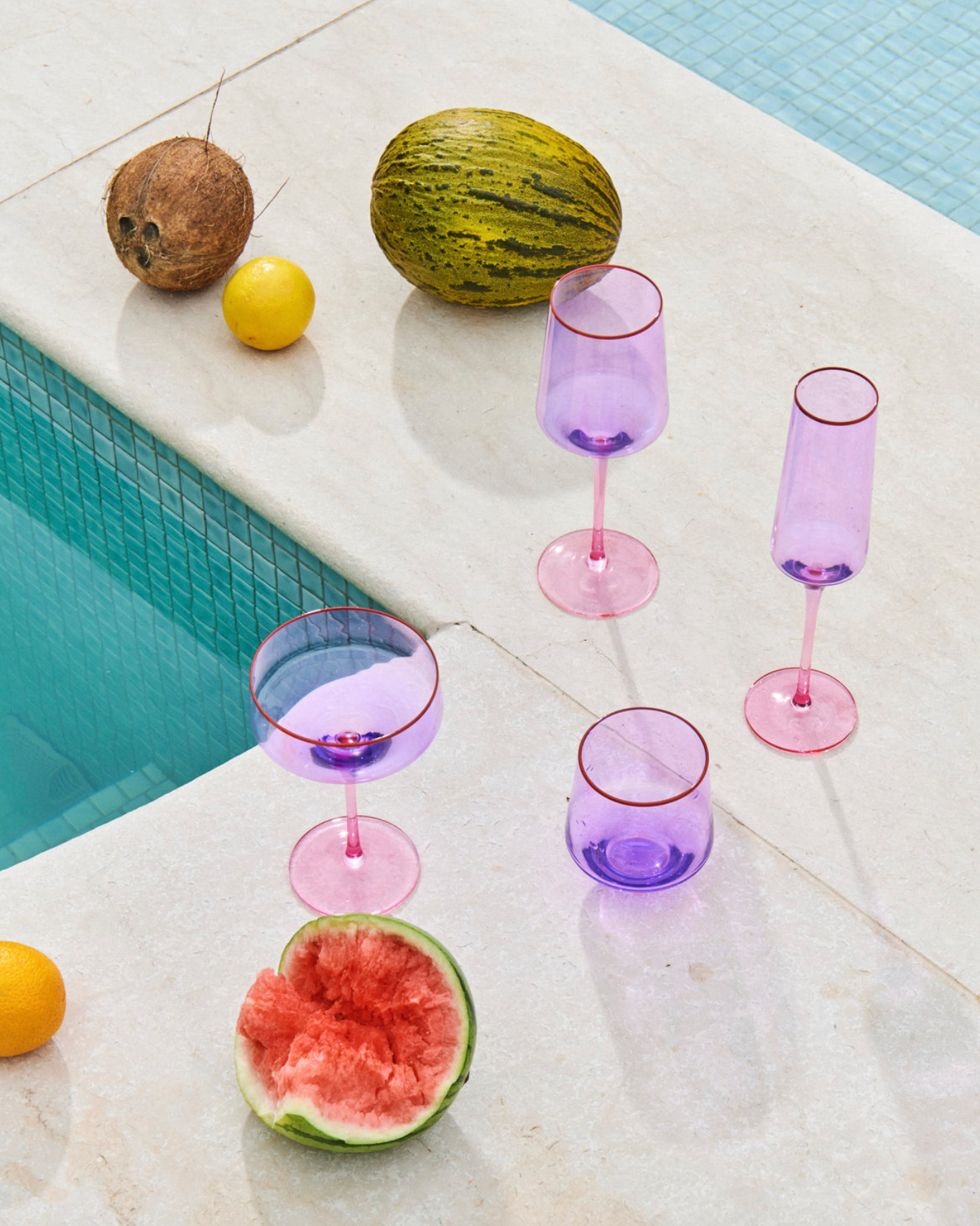Kip & Co | Lilac Colour Block Margarita Glass 2P Set