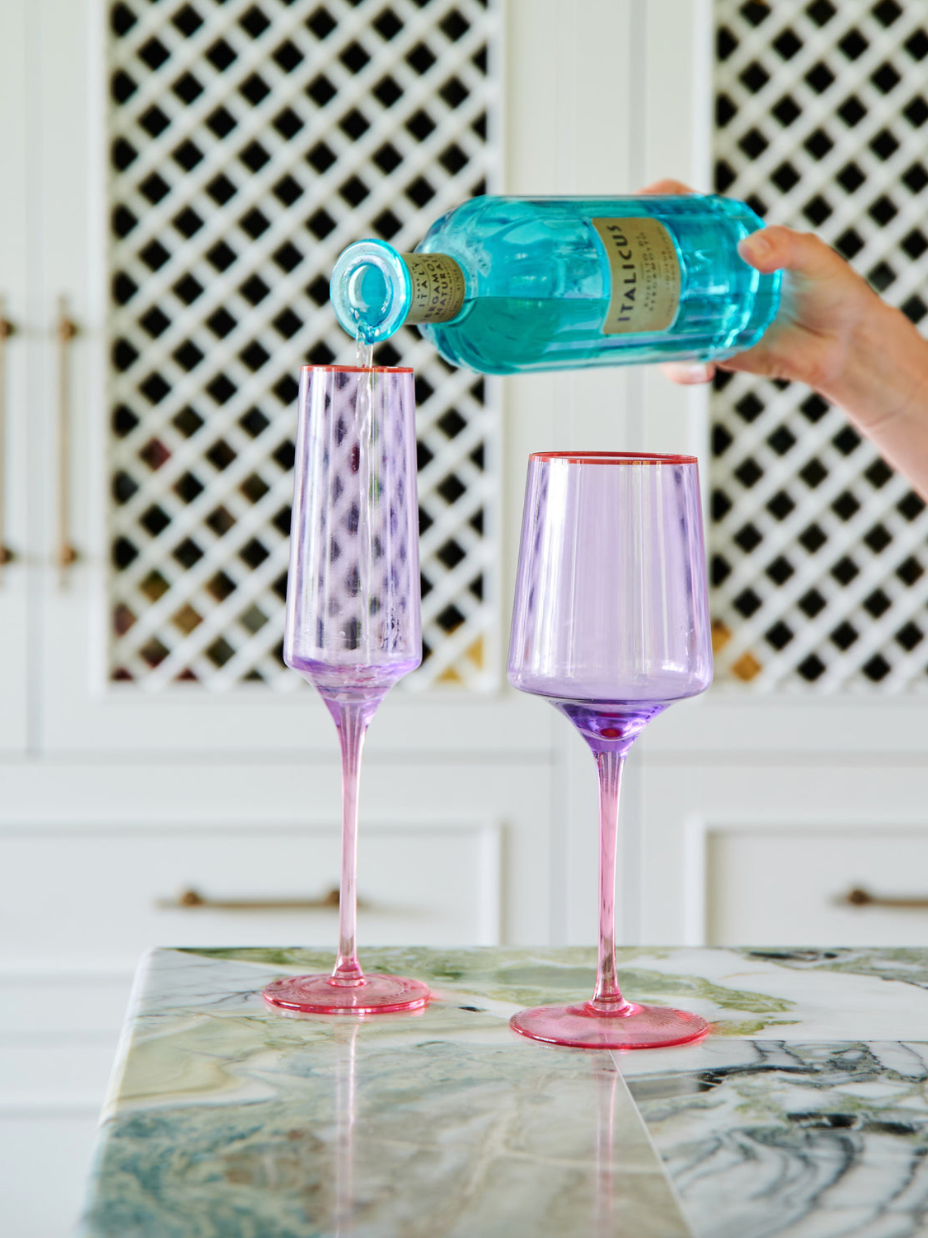 Kip & Co | Lilac Colour Block Champagne Glass 2P Set